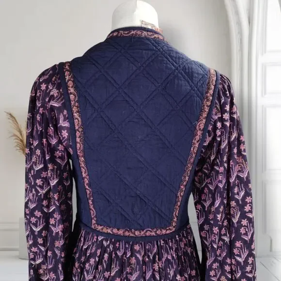 Vintage 70s Phool Indian Cotton Gauze Block Print Peasant Dress Size 4 Boho - Picture 6 of 16